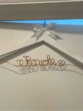 White Bridal Hanger with Rose Gold 'Bride' Wire